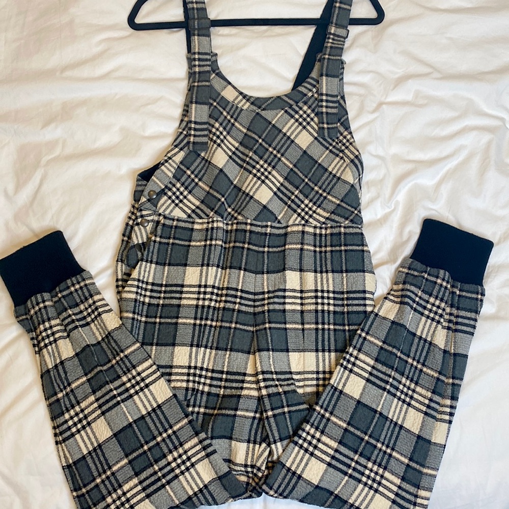 See by Chloe Plaid Overalls